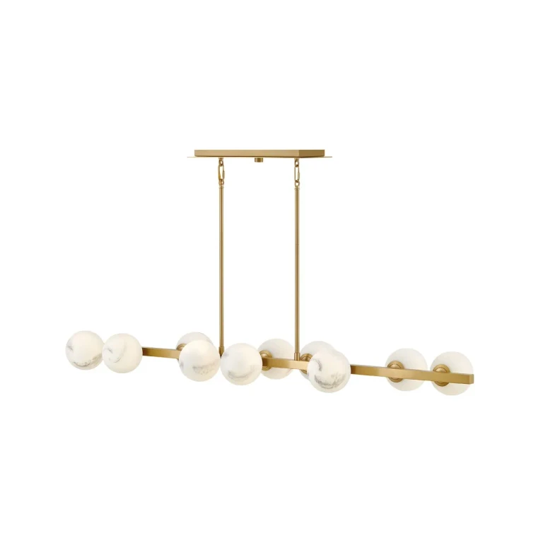 Lacquered Brass LED Linear Chandelier from the Selene Collection