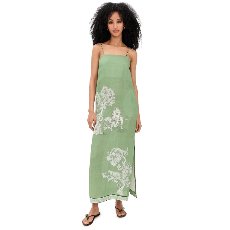 Las Sureñas Botanical Maxi Dress Green XL