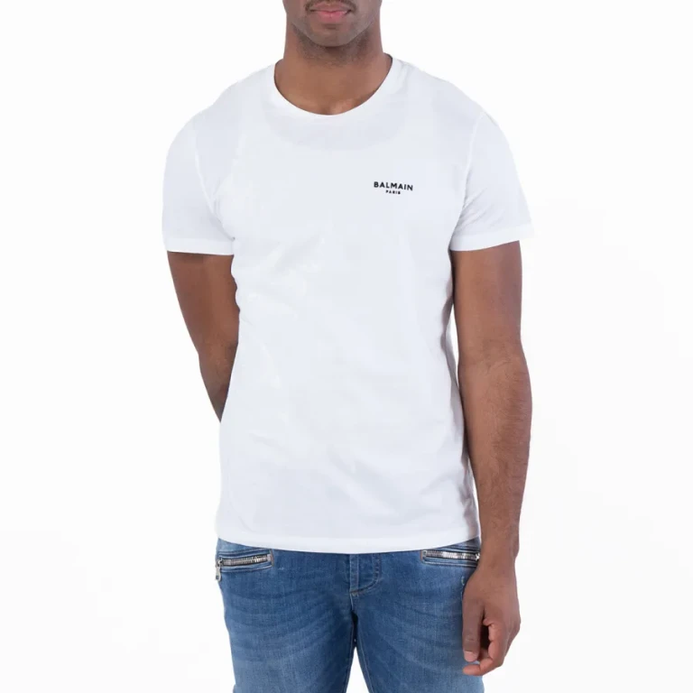 Balmain Flock Logo Print T Shirt