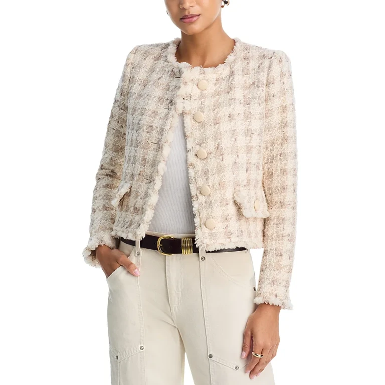 L'Agence Zell Plaid Collarless Jacket