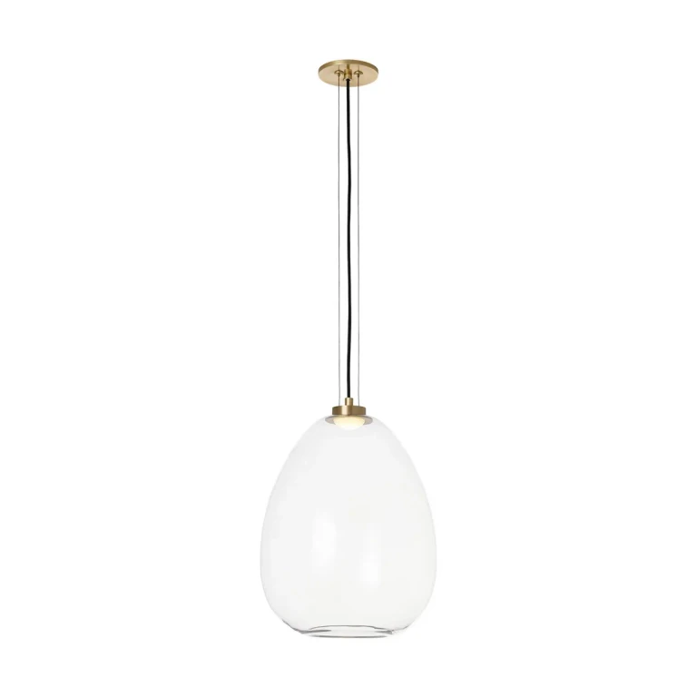 Kapoor 1-Light LED Pendant in Clear with Natural Brass