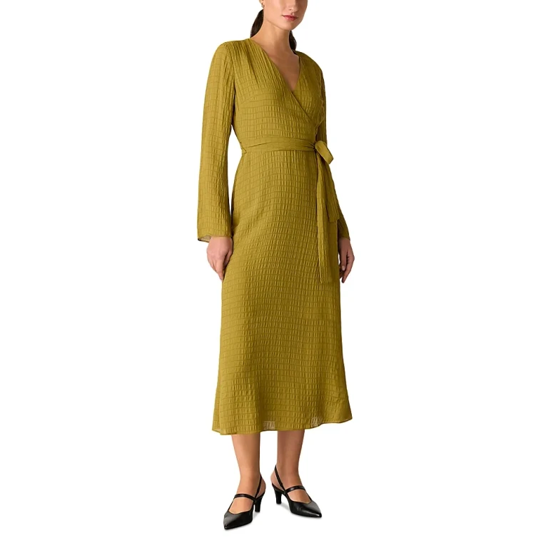 Whistles Alex Textured Wrap Midi Dress