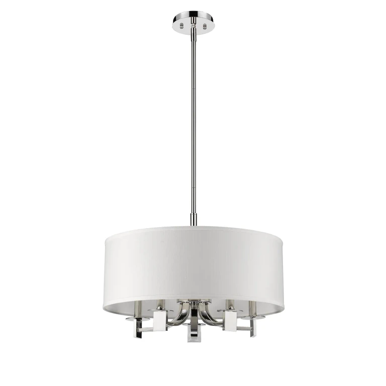 Polished Nickel Five Light Pendant from the Andrea Collection