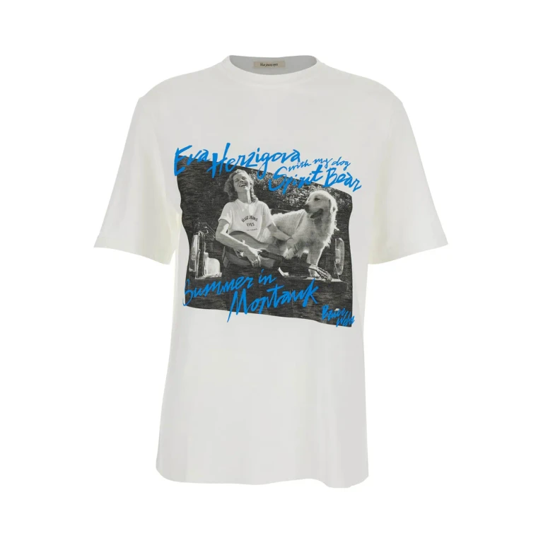 Roy Rogers T-shirt montauk R. r.eva Herzigova With Round Neck In White Cotton For Women