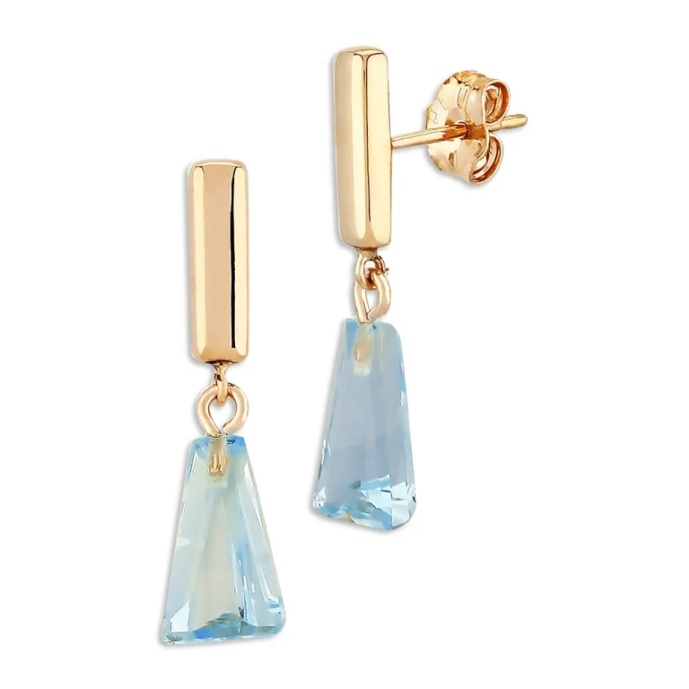 Blue Topaz Drop Earrings in 14K Yellow Gold