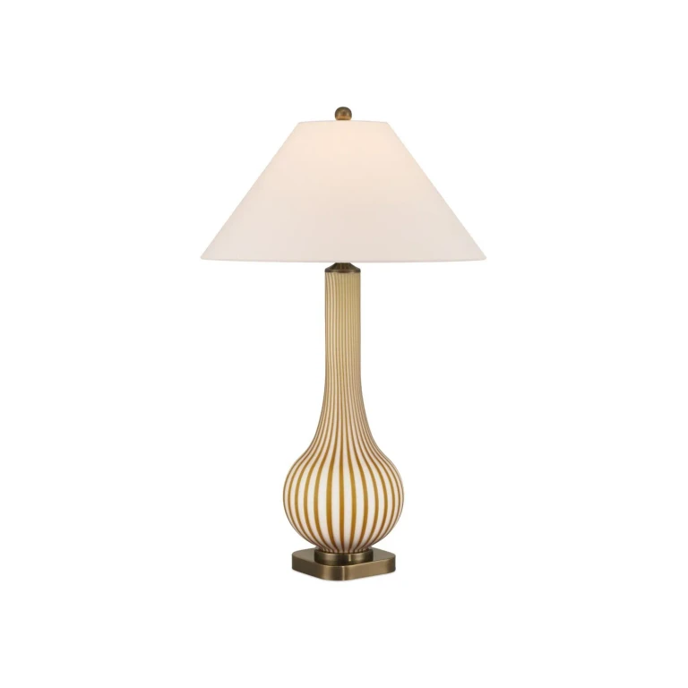 Yellow Off-White Table Lamp from the Striae Table Lamp Collection
