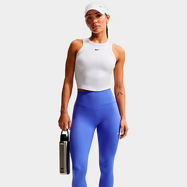 Nike Women's One Dri-FIT Cropped Tank Top in White/Black Size: XXS