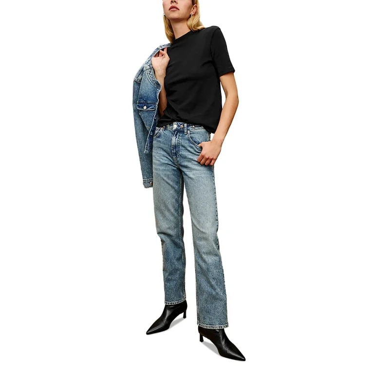 Rails Topanga High Rise Studded Waist Straight Jeans in Desert Sky