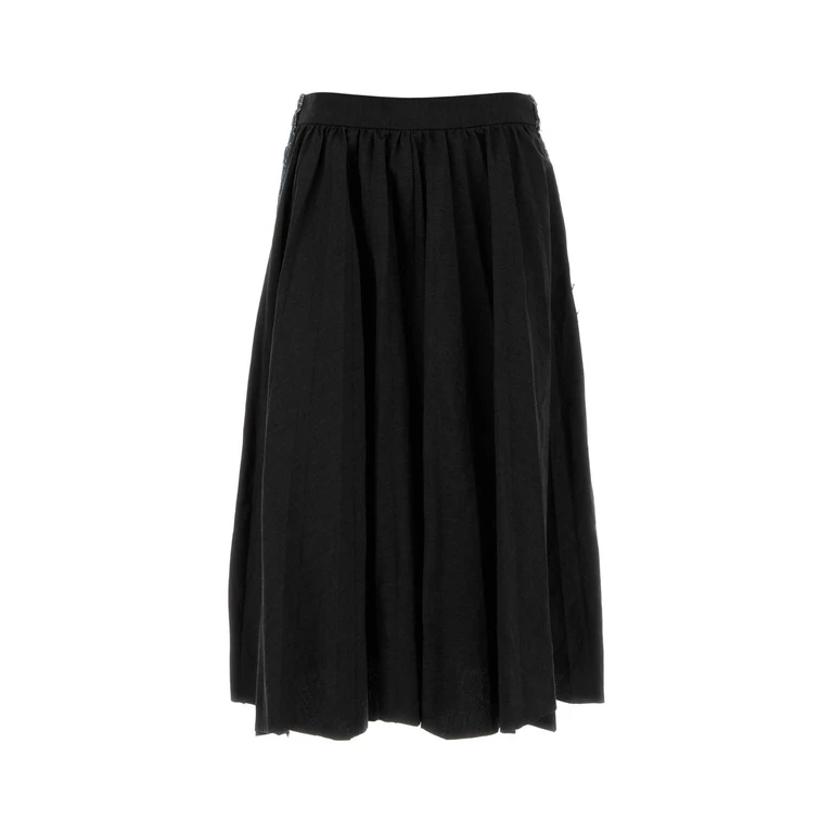 Balenciaga Two-Tone Twill And Denim Skirt Black Gonne - Women