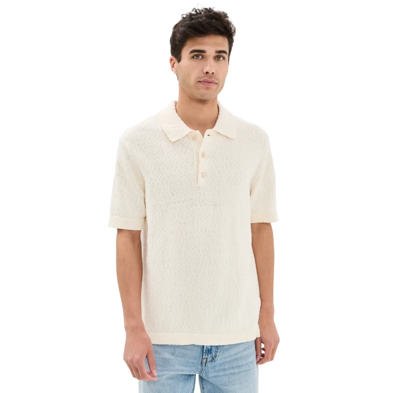 NN07 Randy Boucle Knit Polo Ecru S