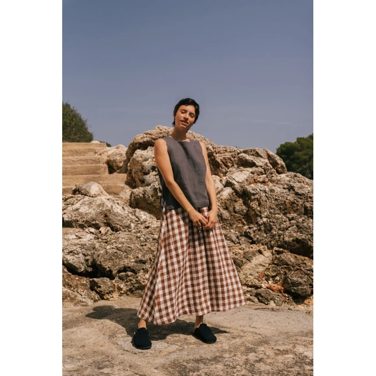Rosie linen top with ties L Cream | sale