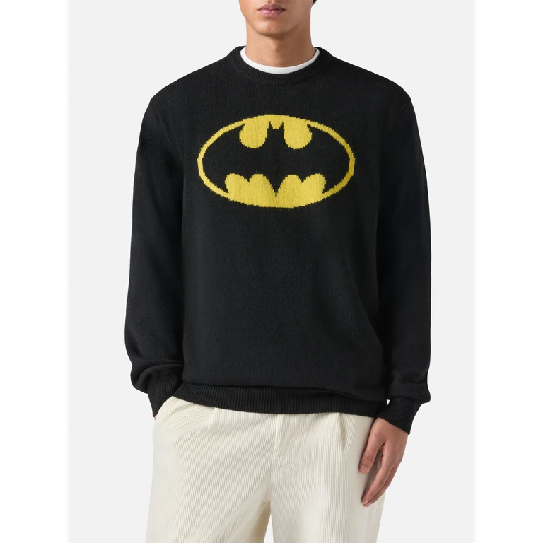 Mc2 Saint Barth Black Crewneck Heron With Batman Shape Embroidery Special Edition - Men