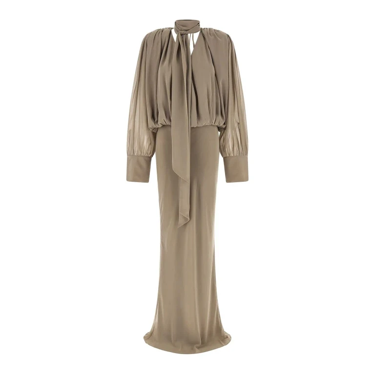 Rotate Birger Christensen Maxi Robe - Beige