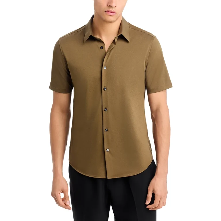 Theory Irving Short-Sleeve Shirt in Structure Knit
