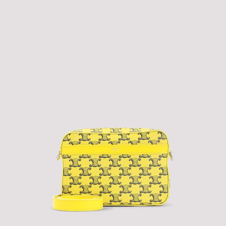 Celine Small Messenger Handbag Yellow & Orange Triomphe Textile Leather Bag - Men