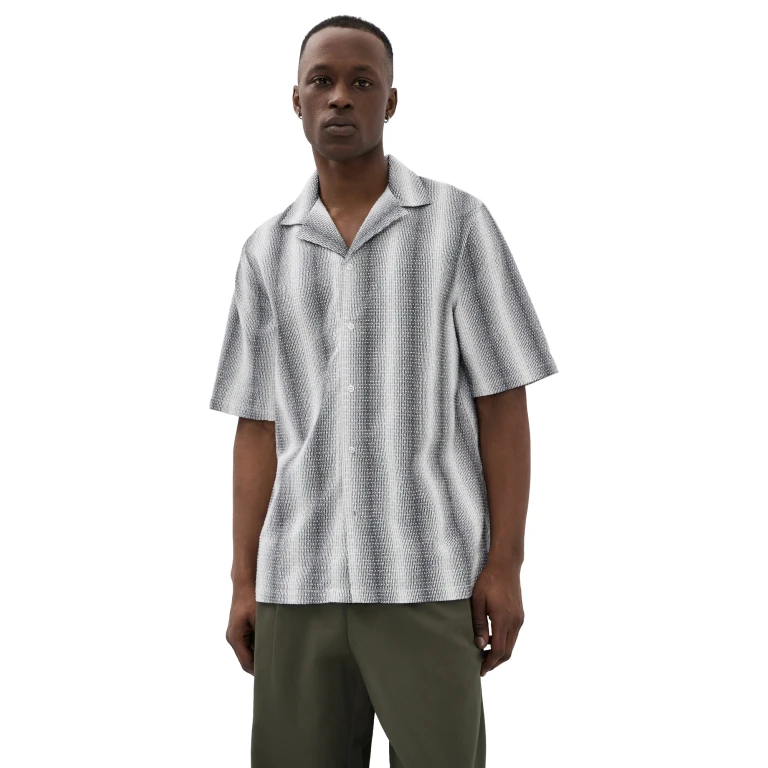 Officine Generale Eren Woven Shirt Midgrey/White L