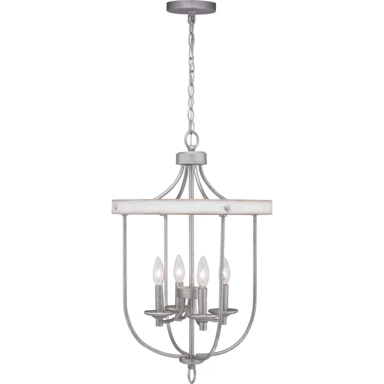 Galvanized Finish Four Light Foyer Pendant from the Gulliver Collection