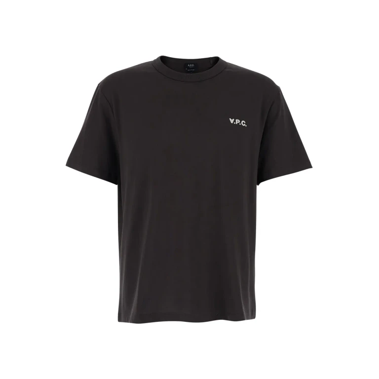 A. P.C. Brown Crew Neck T-shirt With Front Logo In Cotton Man