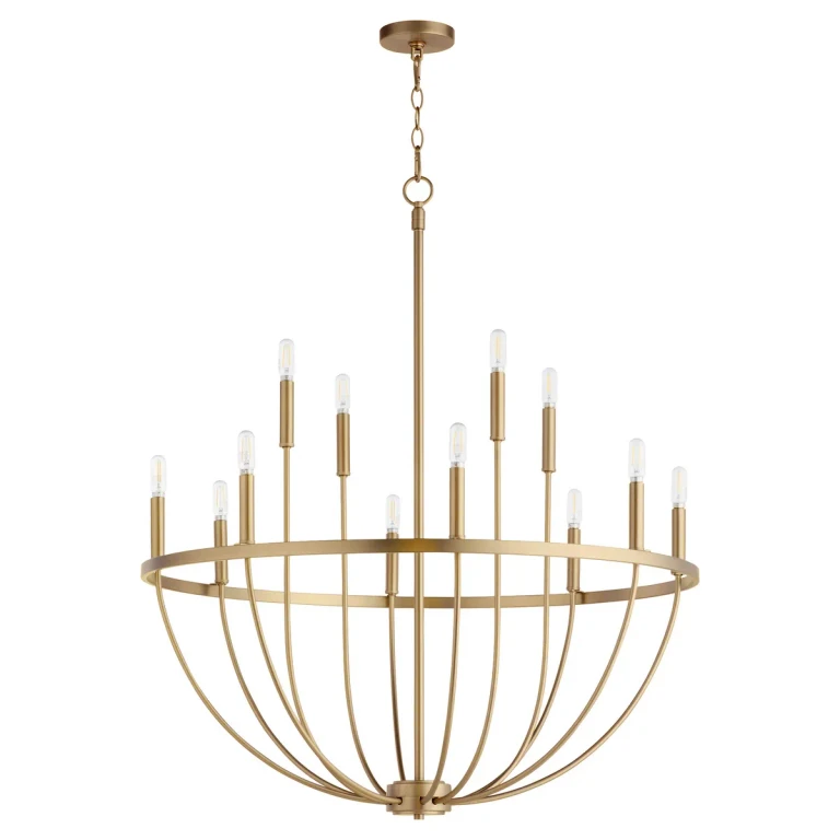 Aged Brass 12 Light Chandelier from the Tribute Collection