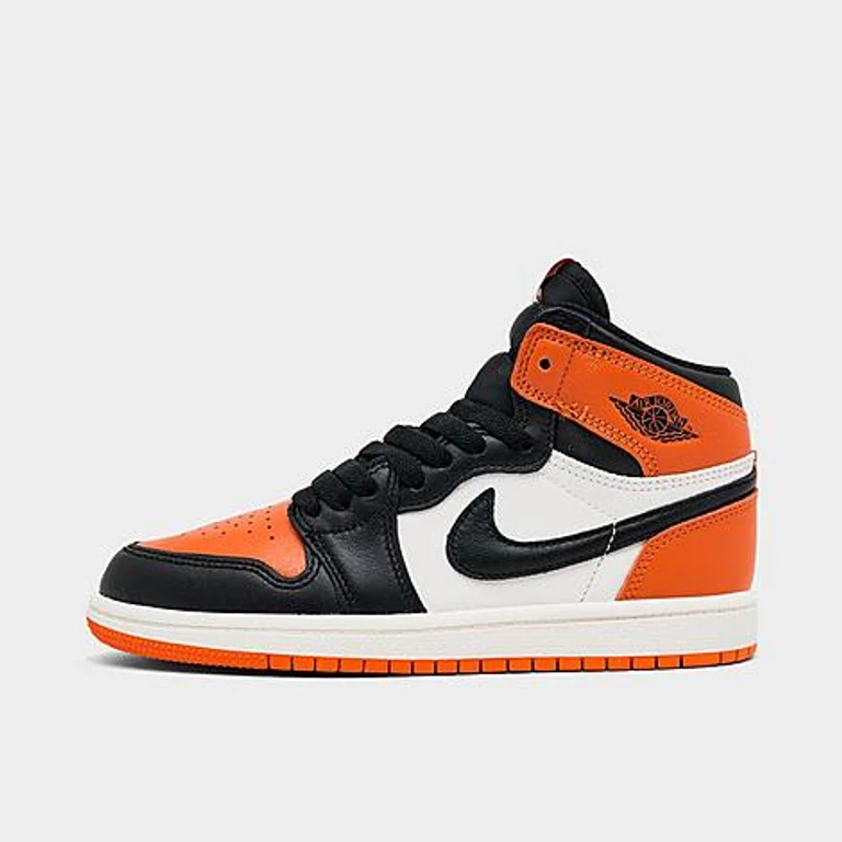 Jordan Little Kids Air Retro 1 High OG Casual Shoes in Black/Sail/Starfish Size: 1.0