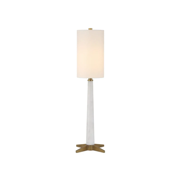 White Antique Brass Table Lamp from the Munroe White Table Lamp Collection