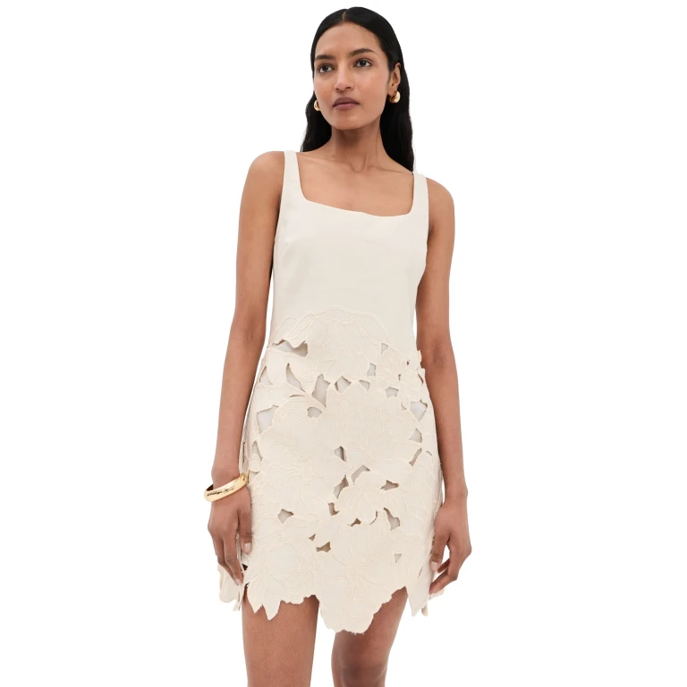 SIMKHAI Ziva Sleeveless Embroidered Mini Dress Marshmallow 4