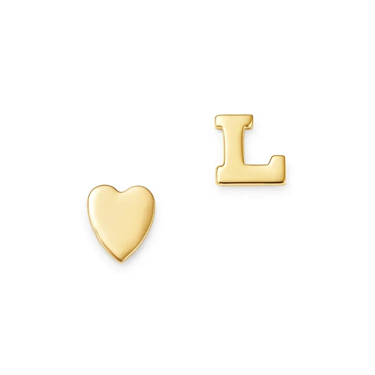 Zoe Lev 14K Yellow Gold Heart & Initial Stud Earrings