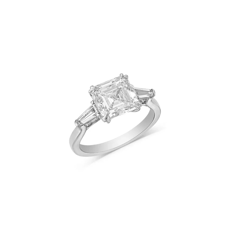 Luxe Collection Certified Lab Grown Diamond Asscher Cut Engagement Ring in 14K White Gold, 3.50 tcw