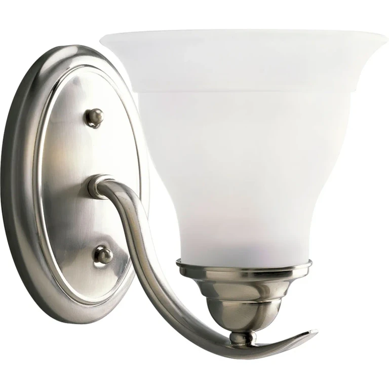 Brushed Nickel One Light Bath from the Trinity Collection