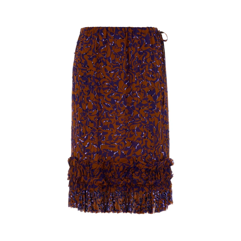 Dries Van Noten Printed Viscose Scotts Skirt Orange Gonne - Women