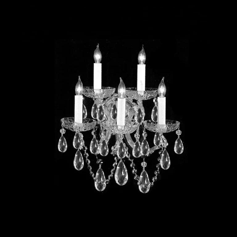Maria Theresa 5-Light 16" Wall Sconce in Polished Chrome with Clear Hand Cut Crystals