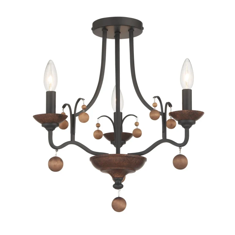 Old World Bronze Walnut Acce Semi Flush Mount from the Colonial Charm Collection