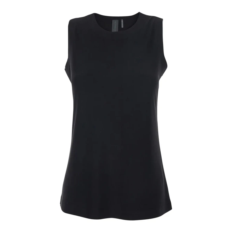 Norma Kamali Top kk4266 Black With Round Neck And Sleeveless In Tech Fabric Women