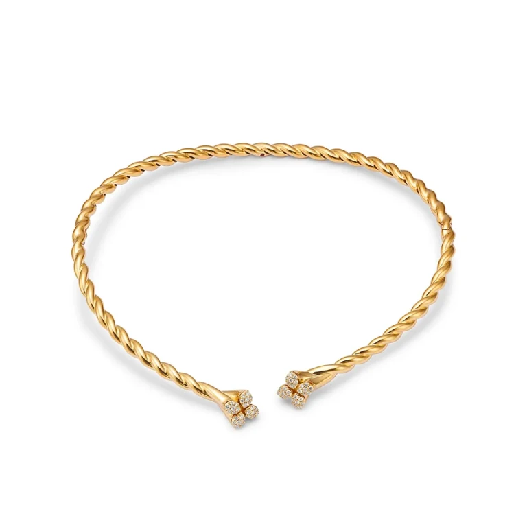 Roberto Coin 18K Yellow Gold Love in Verona Diamond Cluster Twist Collar Necklace, 14