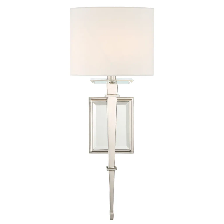 Crystorama Clifton 20" Wall Sconce in Polished Nickel with Optical Glass Elements Crystals