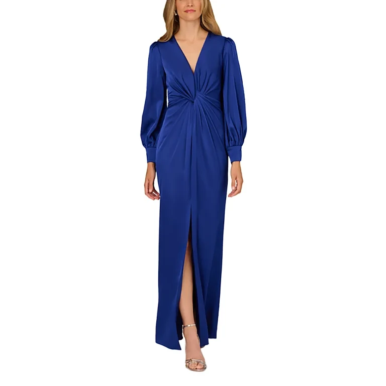 Aidan Mattox Twist Front Satin Dress