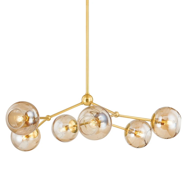 Aged Brass Six Light Chandelier from the Trixie Collection