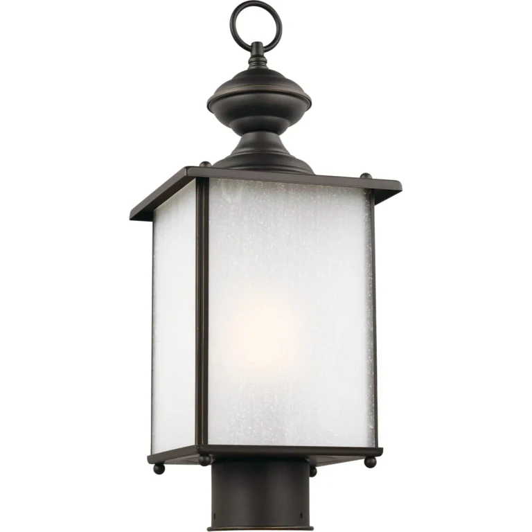 Antique Bronze One Light Outdoor Post Lantern from the Jamestowne Collection