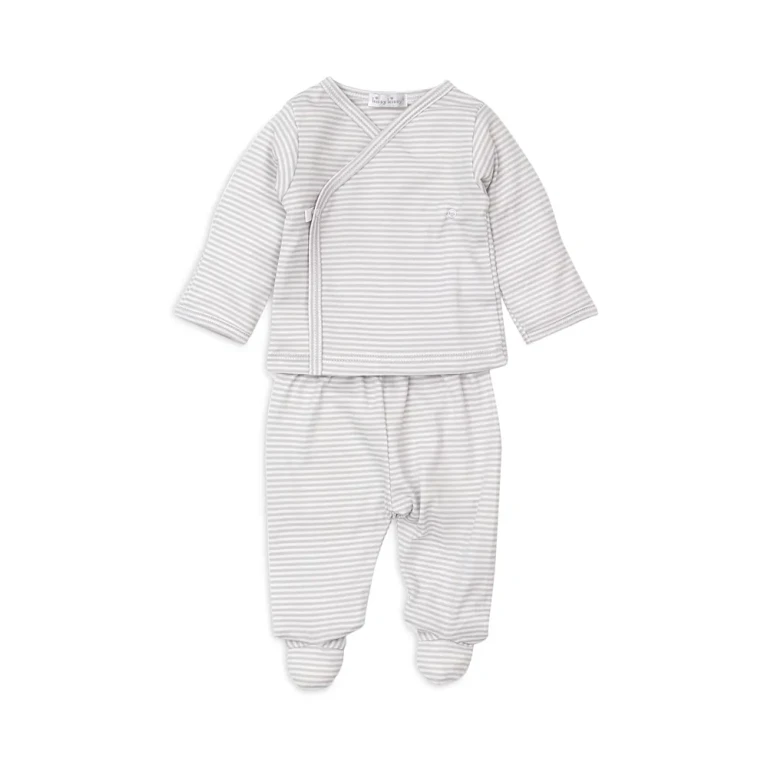 Kissy Kissy Unisex Cotton Striped Shirt and Footed Pants Set - Baby