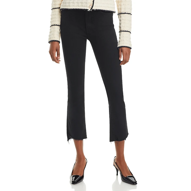Mother The Insider High Rise Crop Step Fray Bootcut Jeans in Not Guilty