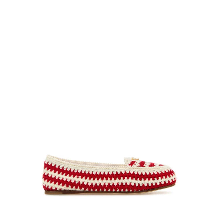 Prada Embroidered Crochet Loafers