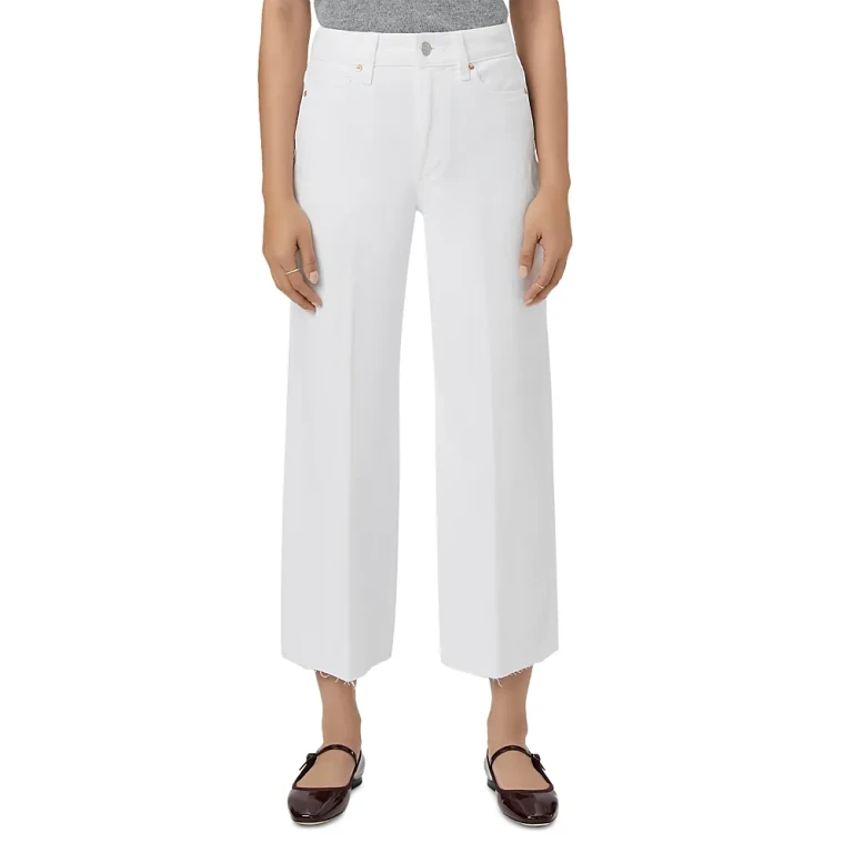 Paige Petites Anessa High Rise Wide Leg Jeans in Crisp White