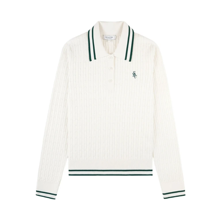 Sporty & Rich Cable-knit Striped Polo Shirt