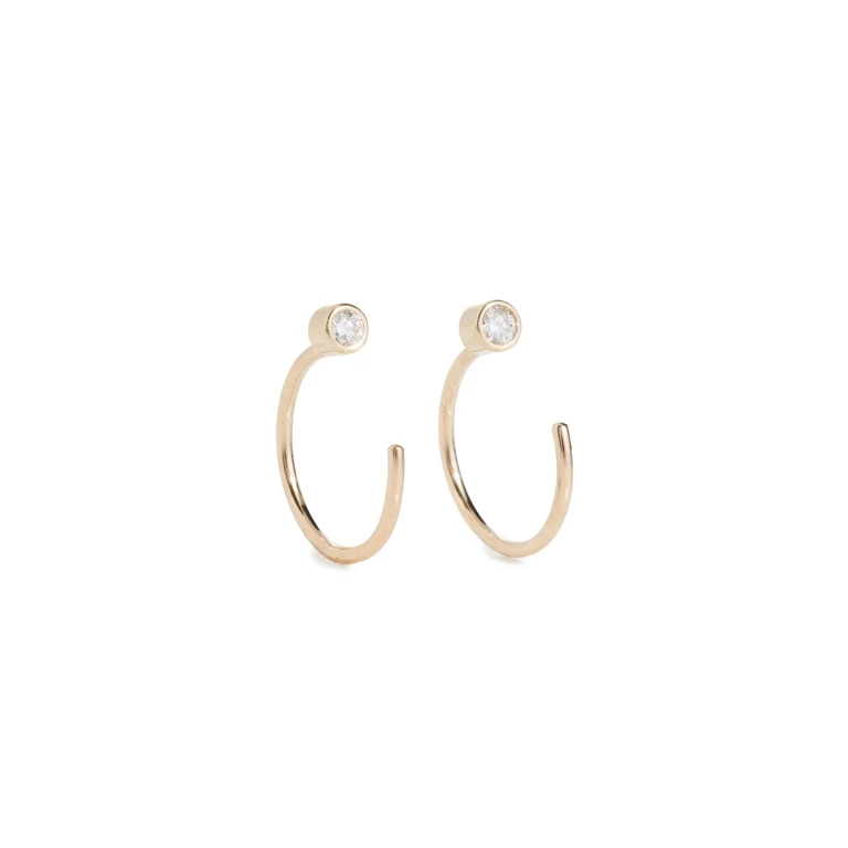 Zoe Chicco 14k Gold Diamond Huggie Hoop Earrings Yellow Gold One Size