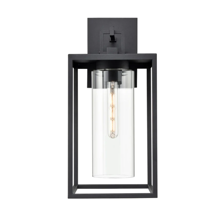 Textured Black One Light Outdoor Wall Sconce from the Ellway Collection