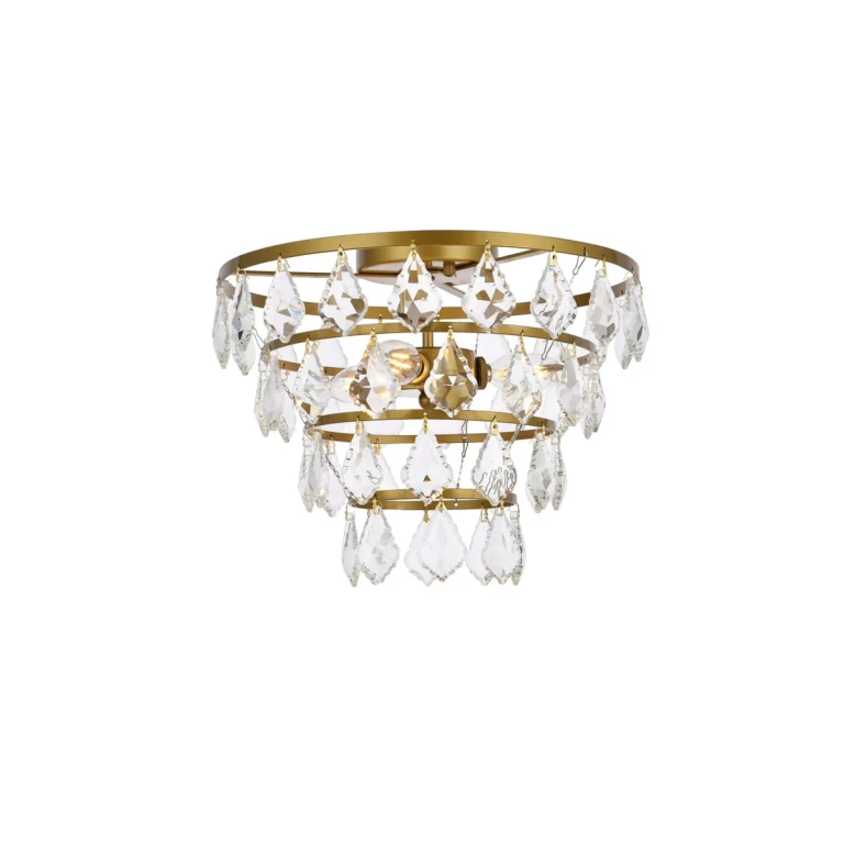 Brass Three Light Flush Mount from the Ella Collection