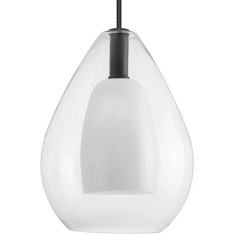 Matte Black One Light Pendant from the Carillon Collection