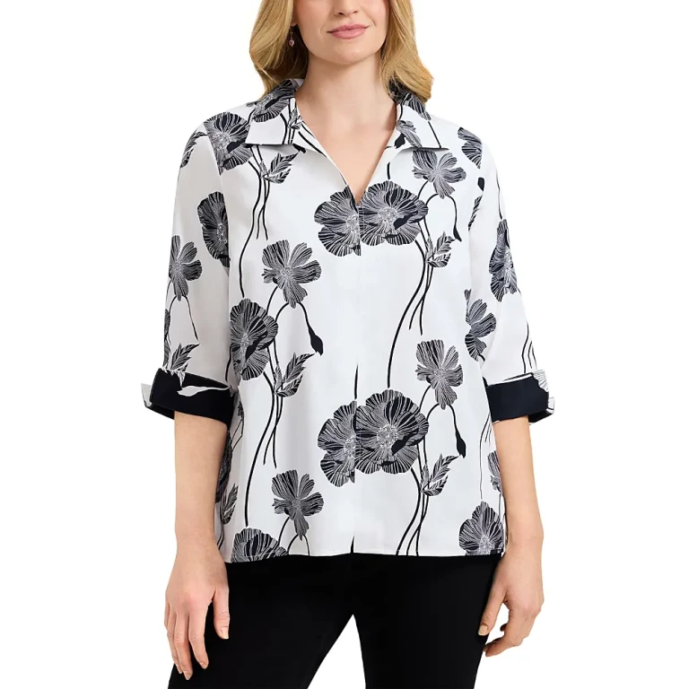 Foxcroft Plus Agnes Popover Top