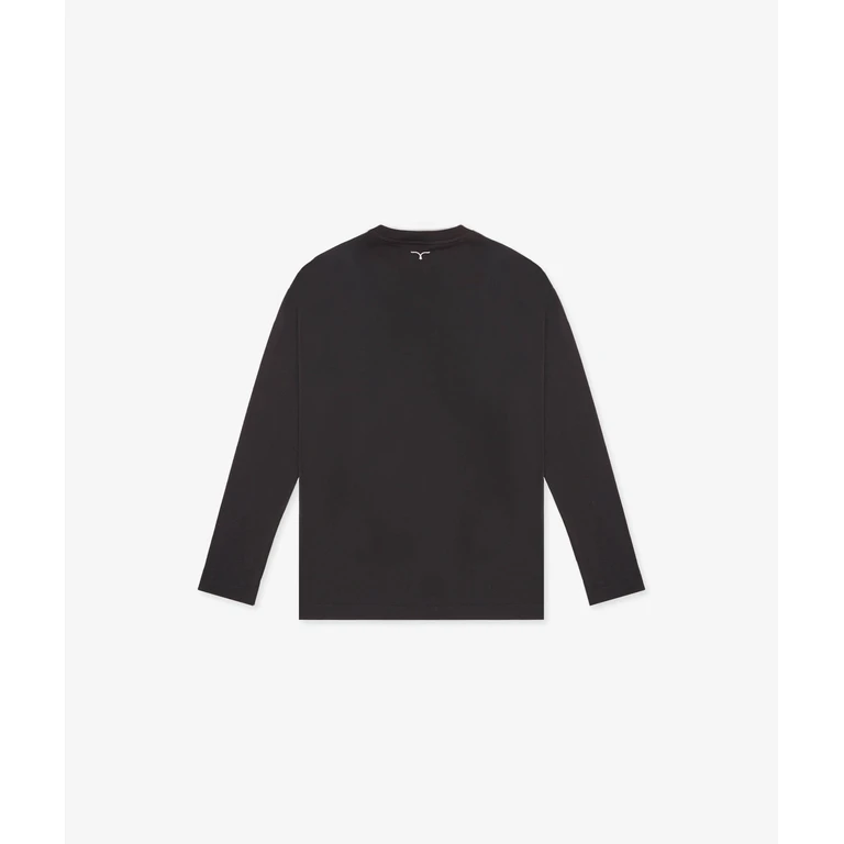 Larusmiani Long-Sleeve Cotton T-Shirt Maratea Black Long Sleeve Round Neck - Men