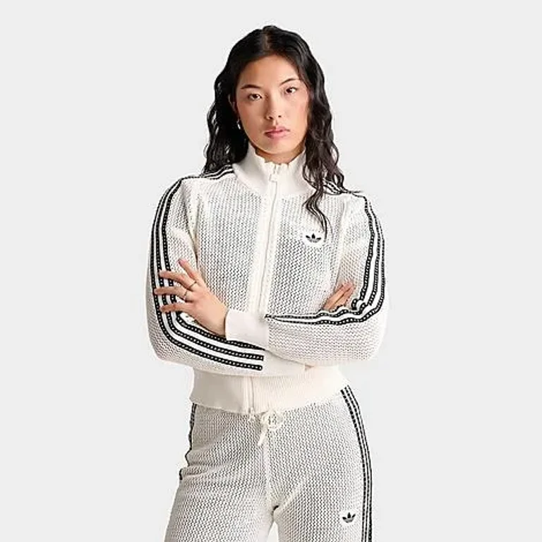 Women's Originals Knitted Crochet Firebird Track Top in Off White Size: XS